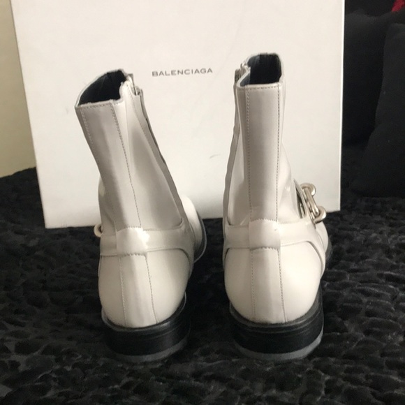 Balenciaga Cement Leather Ankle Biker Boot - Picture 4 of 8